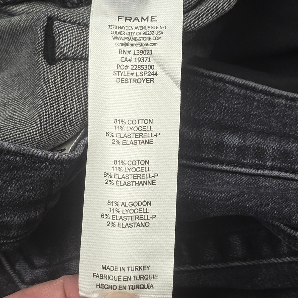 FRAME Le Slim Palazzo Jeans Women's Fits 28 x 29 Black "Destroyer" Wide Leg - Picture 8 of 14